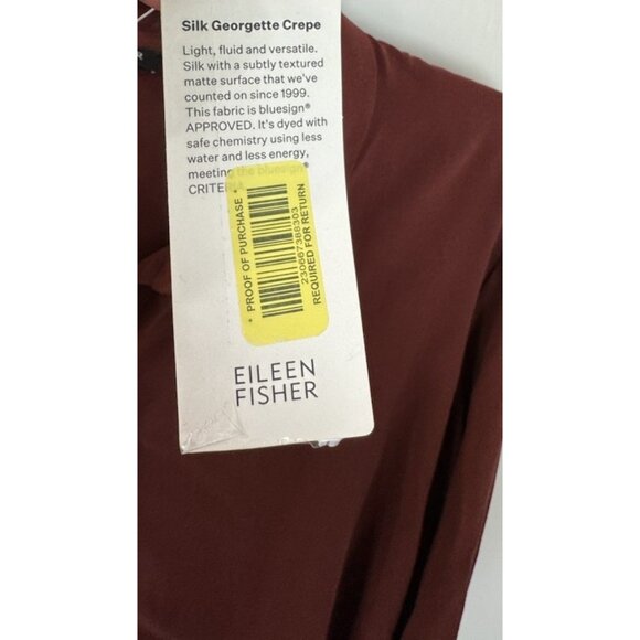 Eileen Fisher Small Redwood Silk Georgette Crepe Classic Collar Shirt NWT $278 - Picture 5 of 13